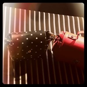 Black/White Polka Dot And Red Crossbody Bag